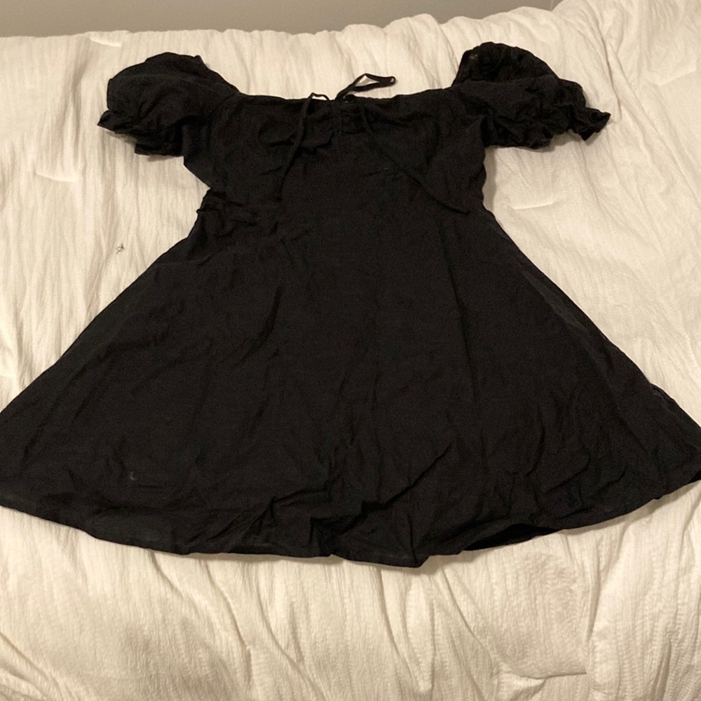 Black Puffed Sleeve Dress